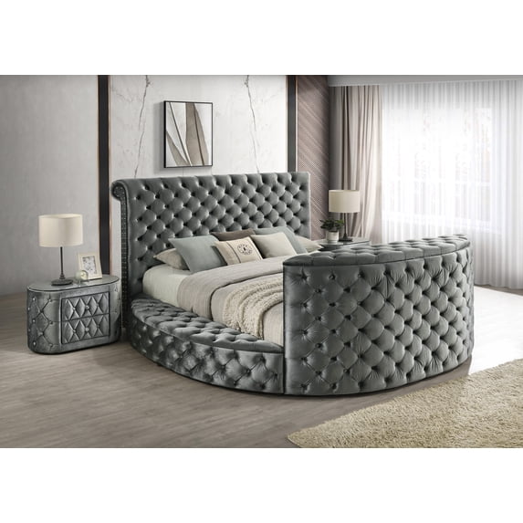 LiviNest King Size Bed with TV Lift: Integrated Electric Fireplace & Storage System - Modern Upholstered Bedroom Set for Entertainment Spaces