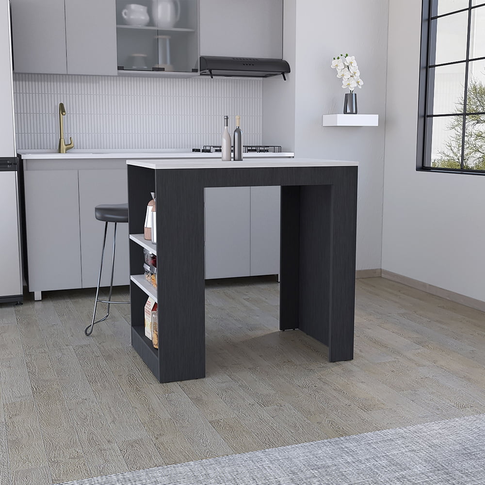 LiviNest Kitchen Island with Storage Shelves: 23.2x36.2 Inch Modern Kitchen Cart - 3-Side Open Shelf Design for Food Prep & Small Business Use