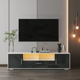 thumbnail image 1 of LiviNest LED TV Stand for 65 Inch TV: Remote Control 16-Color RGB Light & 110lb Capacity - Modern Entertainment Center with Cabinets & Open Shelves for Living Room Bedroom - White & Dark Gray, 1 of 4