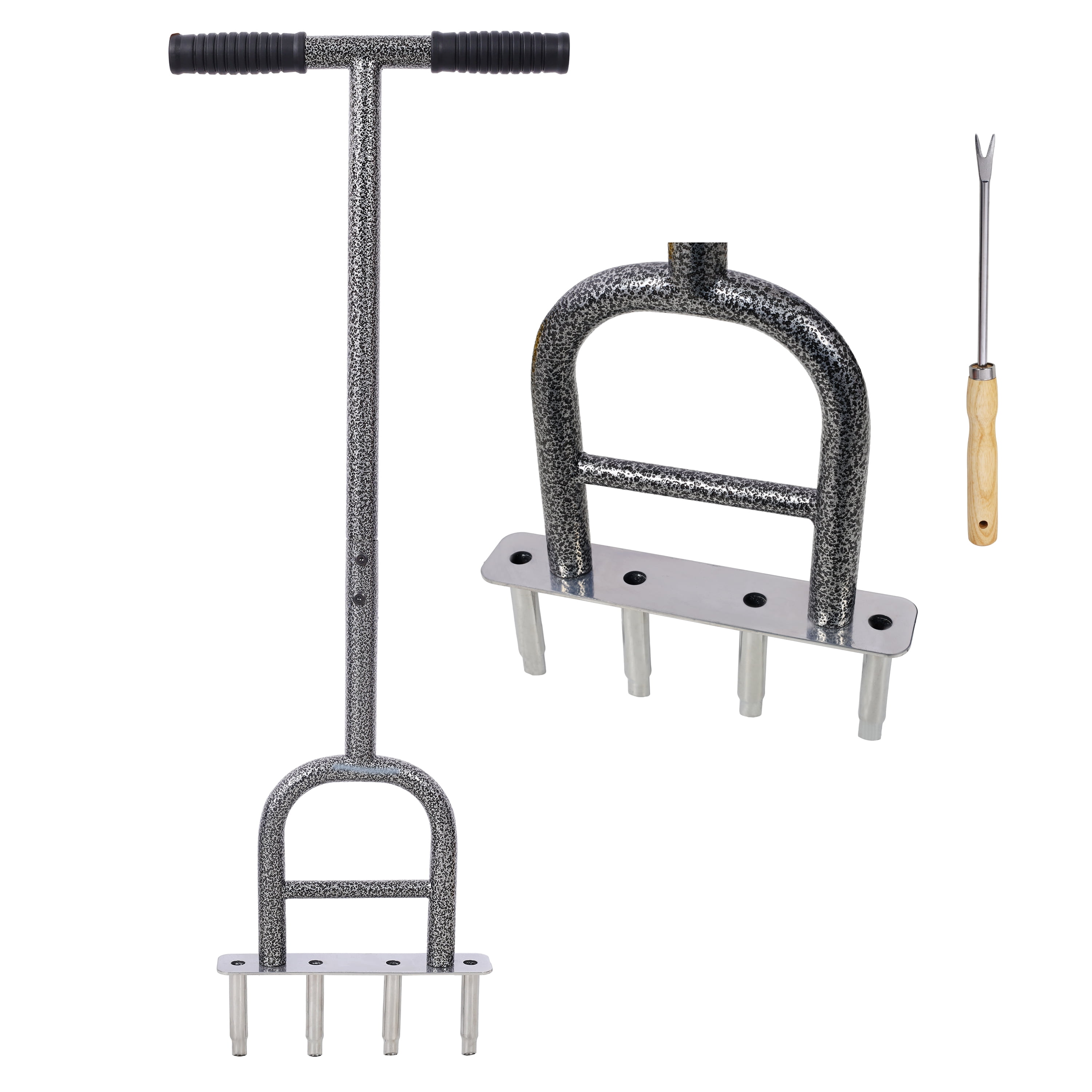 LiviNest Lawn Aerator Tool with Soft Grip: Manual Soil Coring Aerator for Garden & Yard Maintenance - All Steel Construction & Foot Bar Design for Seniors & Retired Gardeners