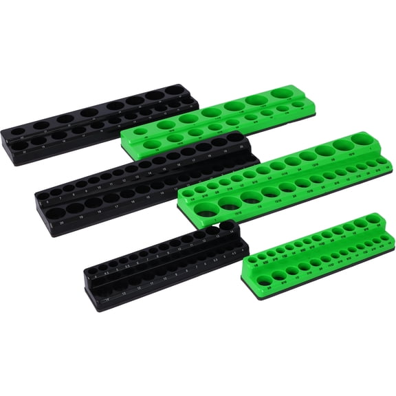 LiviNest Magnetic Socket Organizer Set, 6-Piece Socket Holder for 1/4 3/8 1/2 Drive, Holds 141 Standard Deep Sockets, Metric SAE Color Coded Trays with Strong Magnetic Base, Scratch-Free Rubber, Blac