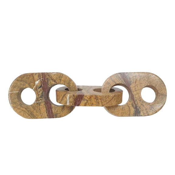 LiviNest Marble Chain Sculpture Home Decor: Genuine Brown Marble Accent Piece - Three-Link Design for Interior Designers & Modern Living Spaces Display