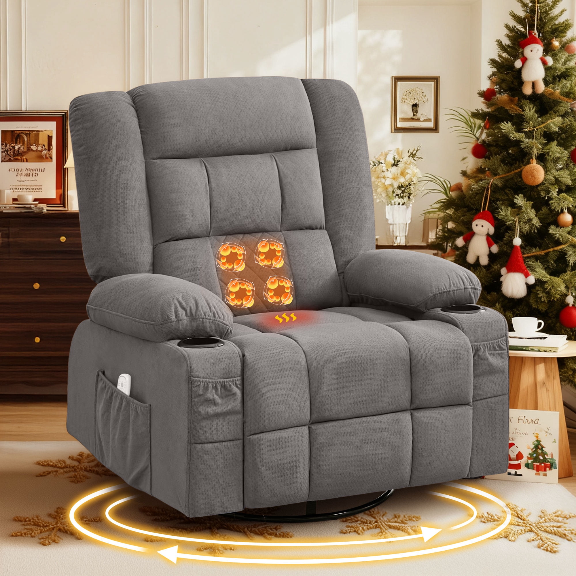 LiviNest Massage Recliner Chair with 4-Point 3D Kneading & Heat: 360 ...