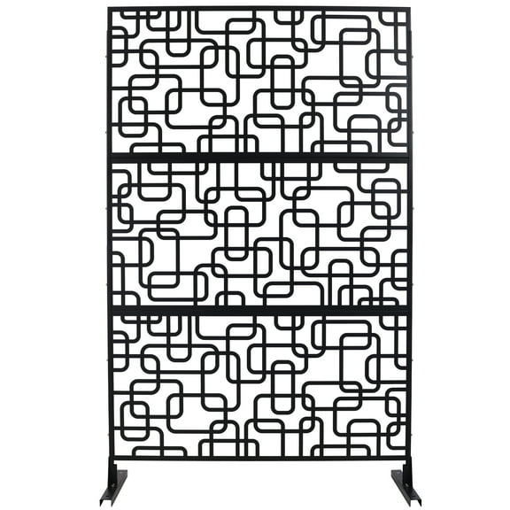 LiviNest Metal Room Divider Screen 76" H48" W: Freestanding Geometric Pattern Partition Panel - Home Office Space Separator & Indoor Privacy Screen for Creative Workspaces