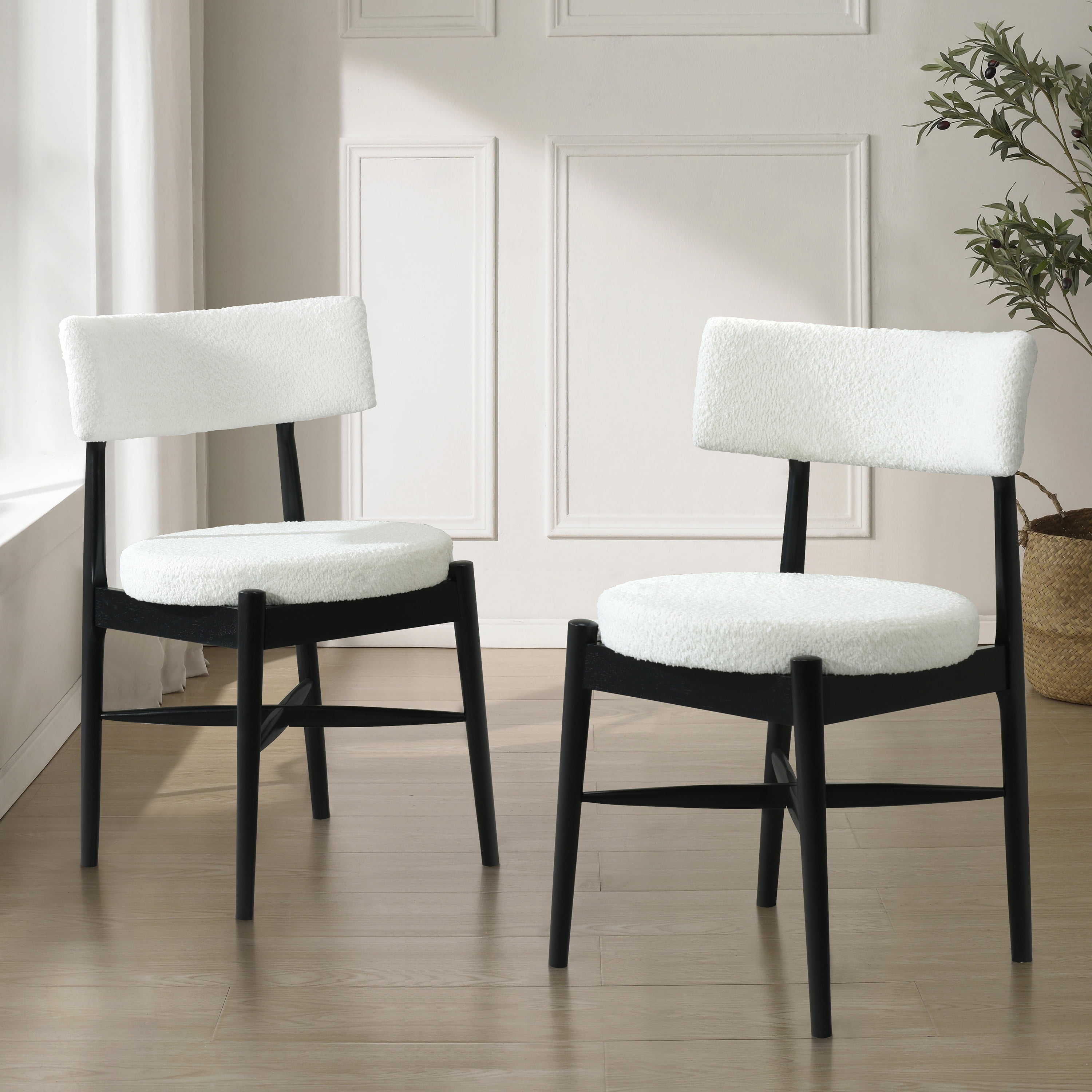 LiviNest Mid Century Modern Dining Chairs: Open Back Design & Boucle ...