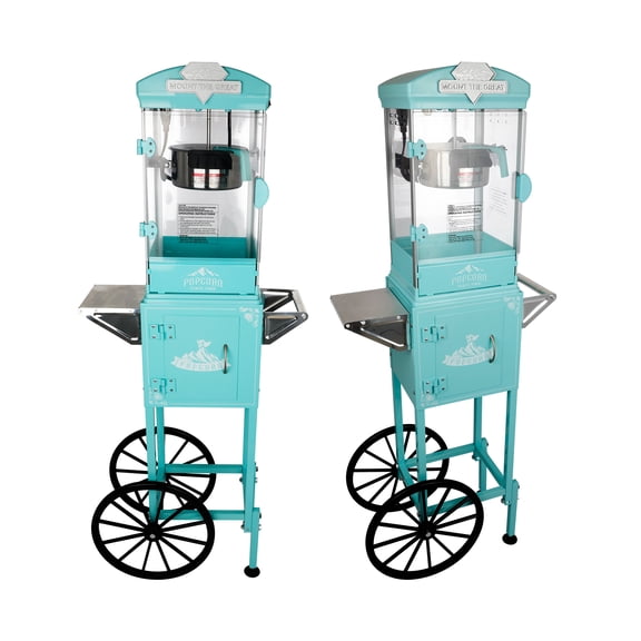 LiviNest Mobile Popcorn Cart for Events: 10 Oz Kettle & Wheels - 8-Minute Batch for Continuous Sales at Carnivals & Fairs - All-in-1 Cart with Storage Cabinet & Removable Kettle
