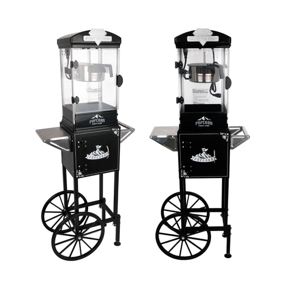 LiviNest Mobile Popcorn Cart Machine: 10 Oz Kettle Popcorn Maker - 8-Minute Fresh Popcorn for Outdoor Events & Parties - Portable Popcorn Station with Wheels & Storage Cabinet