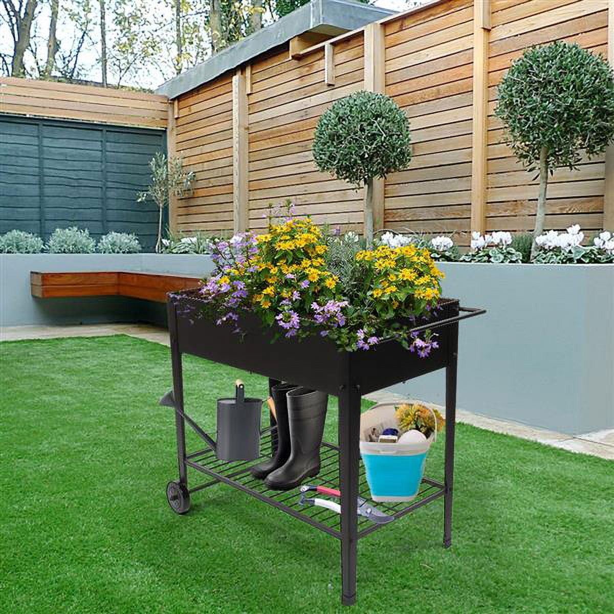 LiviNest Mobile Raised Garden Bed Cart: Elevated Planter Box with ...