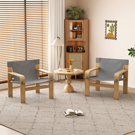 LiviNest Modern Accent Chair: Mid-Century Lounge Chair with Wide Armrests & Solid Wood Frame - Detachable Washable Linen Fabric for Home Office & Small Space Living