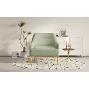 LiviNest Modern Accent Chair for Small Living Room 33-Inch Wide Space-Saving Armchair - 24.6 Deep Seat with 330 lbs Weight Capacity for Reading Corner & Bedroom - Green Chenille Fabric & Gold Metal