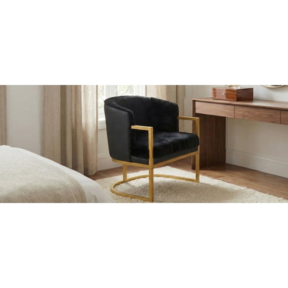 LiviNest Modern Accent Chair for Small Spaces: 330 lbs Capacity & Ultra-Soft Faux Fur - Compact 27.5 Inch Wide Cozy Armchair for Bedroom & Living Room - Gold Metal Frame Ergonomic Reading Chair