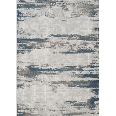 LiviNest Modern 3D Geometric Area Rug for Living Room: Walk on Art - 5x7 ft Gray Ivory Abstract Design - Soft Durable Polyester & Jute Backing for High Traffic Homes with Kids & Pets
