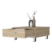LiviNest Modern Coffee Table with Drawer Compact 23.6 Square Design & Metal Legs - Engineered Wood Storage Table for Small Apartments & Living Room Organization