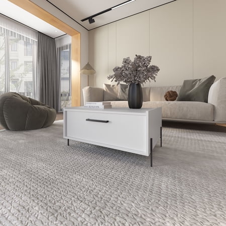 LiviNest Modern Coffee Table with Hidden Storage: 1-Second Clutter Hideaway for Small Living Rooms - Flip-Down Door & Scratch-Resistant Melamine Surface - Ideal for Apartments & Urban Dwellers