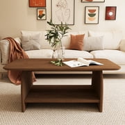 LiviNest Modern Coffee Table Rectangular Wooden Design with Storage Shelf - Minimalist Living Room Furniture for Small Spaces & Apartment Decor