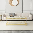 thumbnail image 1 of LiviNest Modern Coffee Table with Glass Top: Gold Metal Frame & Acrylic Legs - Minimalist Side Table for Living Room Office Hotel, 1 of 6
