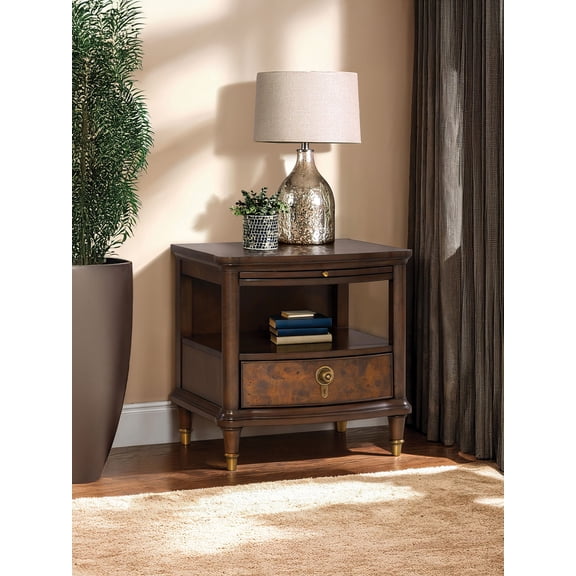 LiviNest Modern End Table with Drawer: 2-Tier Storage for Living Room - Gold Legs & Dark Cherry Finish - Compact 24" Side Table for Sofa & Bedroom