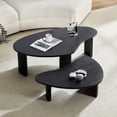 thumbnail image 1 of LiviNest Modern Nesting Coffee Table Set: 2-Piece Irregular Shape Tables - 3 Layouts for Living Room & Office - Easy Assembly Black MDF, 1 of 6