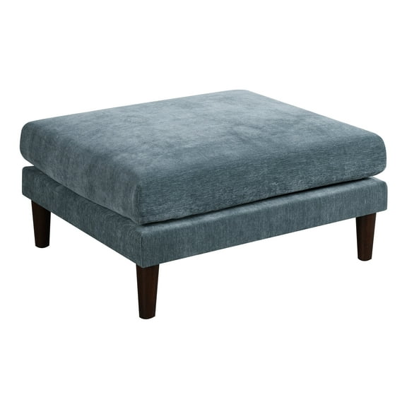 LiviNest Modern Ottoman Footrest Stool - Mineral Blue Morgan Fabric & Wood Legs - Compact 32x27 Inch Soft Cushion Ottoman for Small Space Living Room & Home Office
