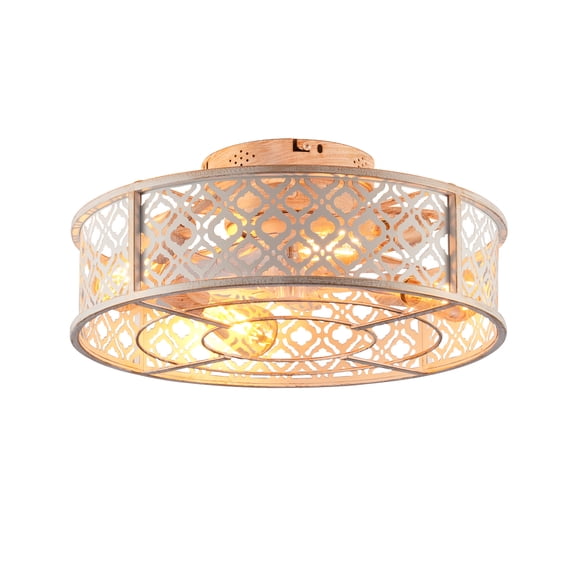LiviNest Modern Round Ceiling Light - Wood Metal Cut-Out Design for Hotel Lobby & Guest Room - Decorative Lighting Solution for Commercial Spaces & Boutique Accommodations