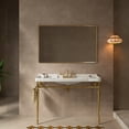 thumbnail image 1 of LiviNest Modern Wall-Mounted Bathroom Vanity: 48" Spacious Ceramic Console Sink - 40% More Counter Space for Family & Guests - Gold Stainless Steel Legs & Towel Bar for Easy Floor Cleaning, 1 of 5