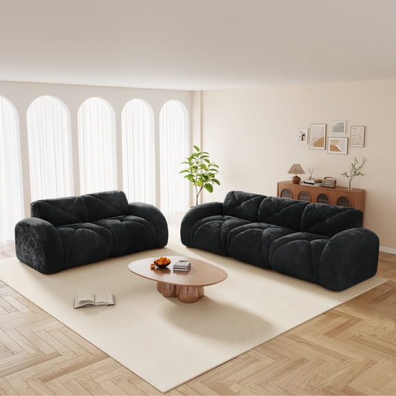 LiviNest Modular Cloud Sofa Set: 32D High-Density Sponge Support - 0-Step Assembly & 72-Hour Shape Recovery - Deep Seat 2+3 Seater for Family Living Room & Apartment