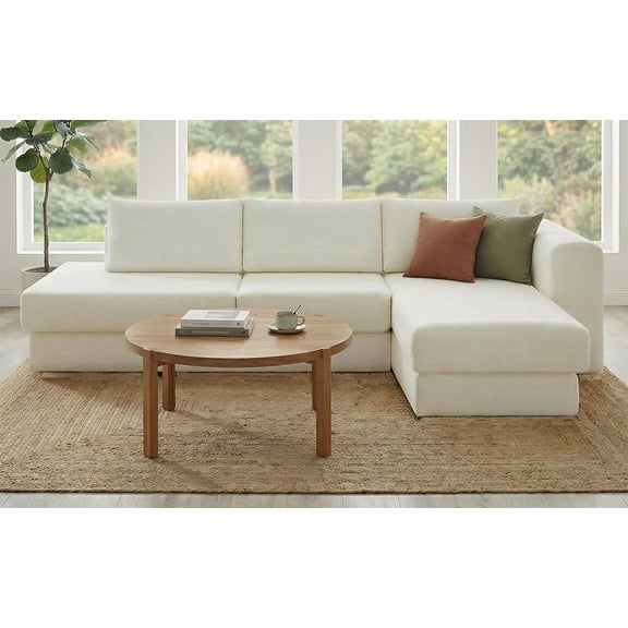 LiviNest Modular Sectional Sofa, 113" L-Shaped Corner Couch with Double Layer Cushions, Chenille Fabric for Living Room, Beige