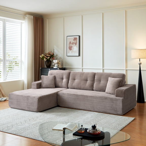 LiviNest Modular Sectional Sofa: Frameless L-Shape Corduroy Couch - No Assembly Reconfigurable Furniture for Small Apartments & Creative Living Spaces