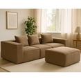 thumbnail image 1 of LiviNest Modular Sectional Sofa with Ottoman: Modern Corduroy Fabric All-Compressed Design - Reversible Layouts for Creative Studio Spaces & Small Apartments - Two Size Options 80.3" & 111.4" Brown U, 1 of 6