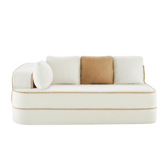 LiviNest Modular Sectional Sofa with Pillows: Premium Teddy Velvet Fabric & No Assembly Required - Ergonomic Design with Adjustable Backrest for Small Studio & Office Reception Areas