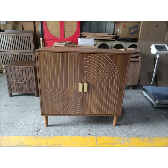 LiviNest Narrow Sideboard Cabinet for Small Spaces: 31.3-Inch Slim Storage Buffet - 3 Adjustable Shelves for Entryway Hallway Living Room & Office - Walnut Wood Accent Furniture