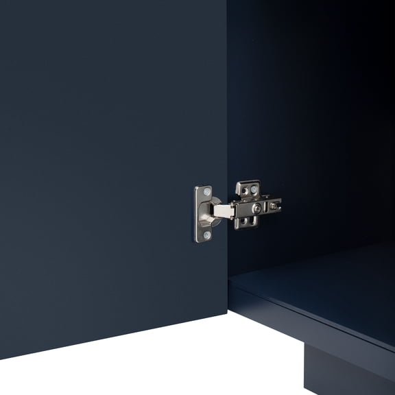 LiviNest Navy Blue Sideboard Storage Cabinet: Modern Fluted Door Buffet with Adjustable Shelves & Cable Management - Large Capacity Storage Solution for Dining Room & Living Room Organizing