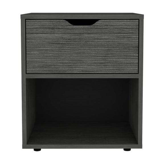 LiviNest Nightstand with Drawer and Open Shelf, Light Gray, 17"W Small Bedside Table for Bedroom