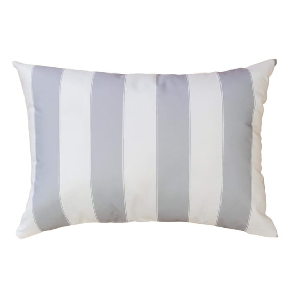 LiviNest Outdoor Throw Pillow 14x20 Inch - Water Resistant & Removable Cover for Patio Garden & Deck - Gray White Striped Pillow for Outdoor Seating & Indoor Decor