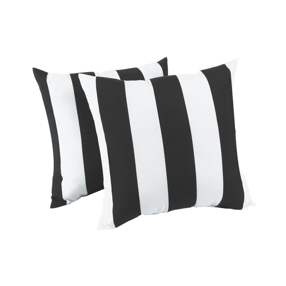 LiviNest Outdoor Waterproof Pillows: 2-Pack 18x18 Inch Patio Cushions - Fade-Resistant & Weatherproof for Garden Porch Poolside - Soft Comfortable Decorative Throw Pillows Black White Stripe