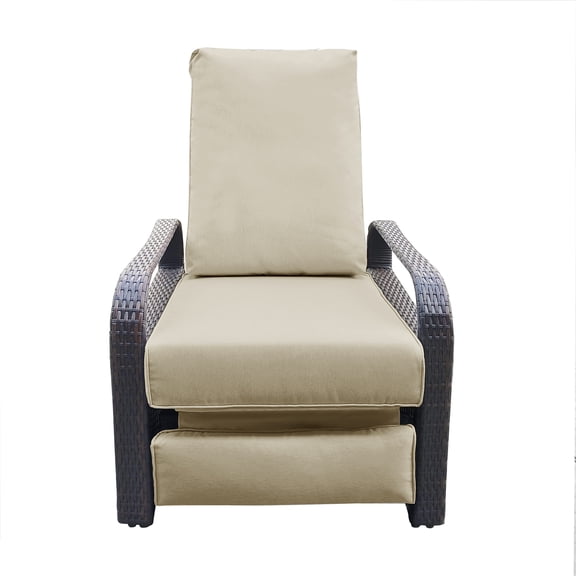 LiviNest Outdoor Wicker Recliner Chair: 3-Position Adjustable Lounge Chair with Thick Cushion & Footrest - All-Weather Aluminum Frame for Patio Backyard & Poolside Relaxation