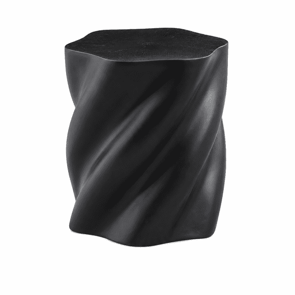 LiviNest Petal Shape Side Table, 19.69" Black Fiberglass Sculptural Accent Table, Root-Textured Twisted Base, Stain & Heat Resistant, 300 lbs Load Capacity, Modern Minimalist Art Deco for Living Room