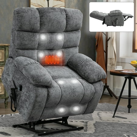 LiviNest Power Lift Recliner for Seniors: 8-Zone Massage & Heat - Dual Motor Lift Assist Up to 350 LBS - Oversized Medium-Firm Chair for Living Room & Bedroom