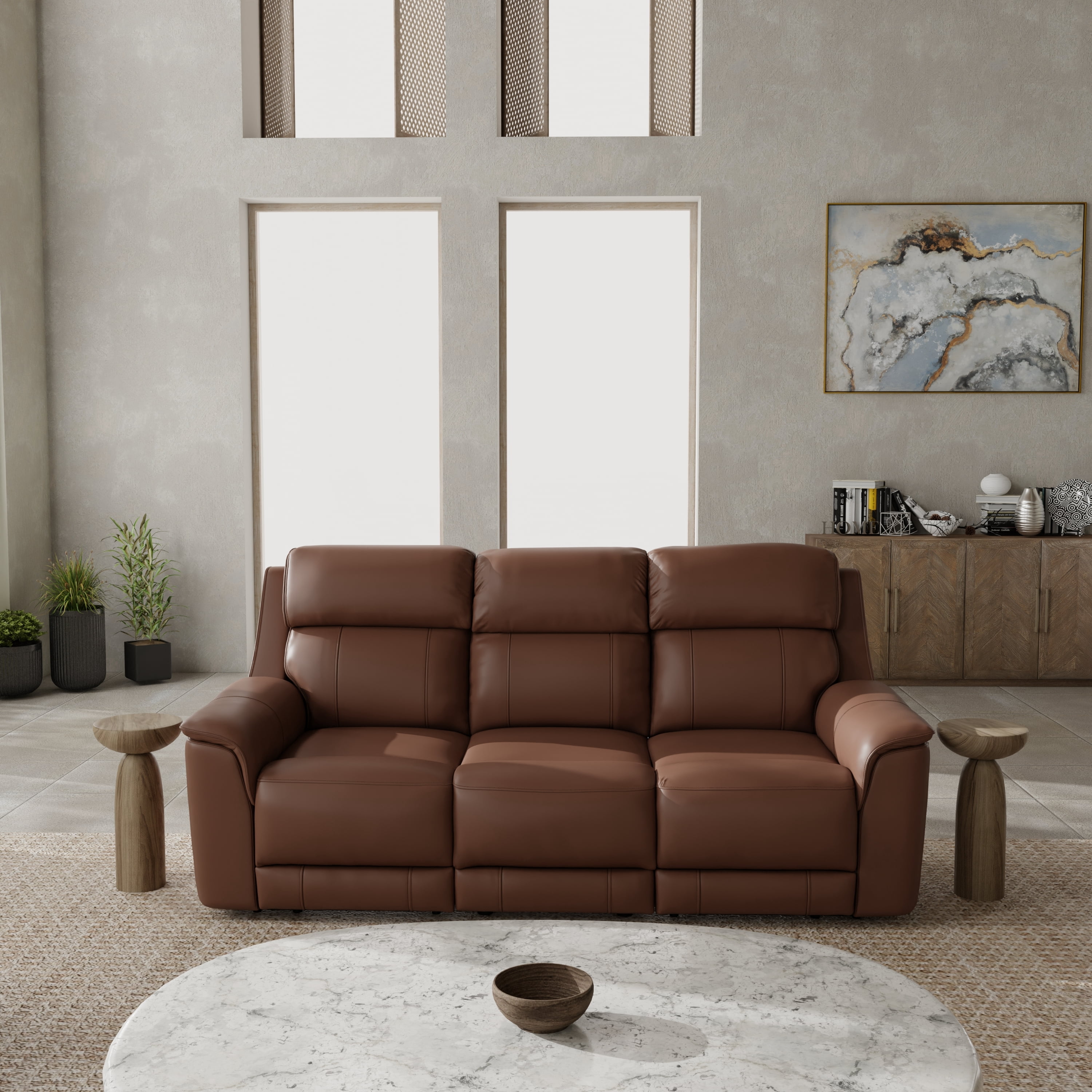 LiviNest Power Reclining Sofa 3-Seater: Dual Electric Recliner with USB ...