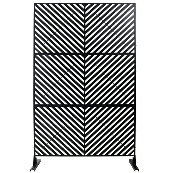 LiviNest Privacy Screen Room Divider: Geometric Pattern Freestanding Partition Panel - Metal Frame Modern Design for Office Studio & Home Interior Spaces