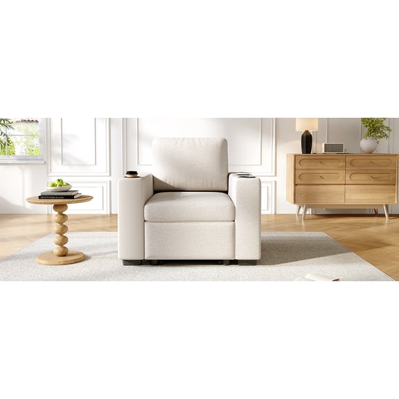 LiviNest Pull-Out Sofa Bed for Apartments: 10-Second Guest Bed - Built-in USB Charging Ports & Cup Holders - Modern Single Sleeper Sofa for Small Spaces Studio Dorm