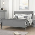 thumbnail image 1 of LiviNest Queen Size Bed Frame: Gray Solid Wood Sleigh Bed - Contemporary Transitional Style for Small Apartments & Master Bedrooms with Storage Base & Easy Assembly, 1 of 6