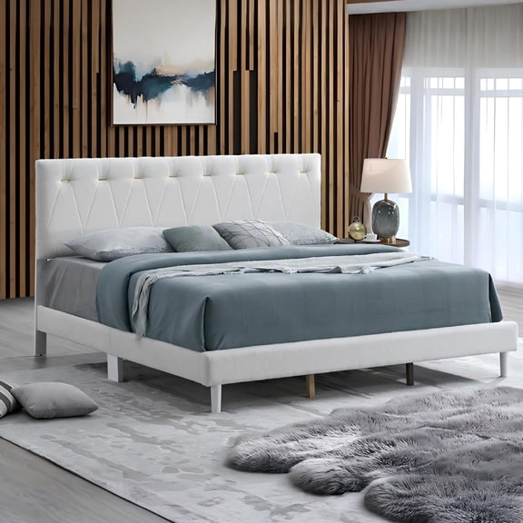 LiviNest Queen Size Upholstered Bed Frame: Platform Style with Complete Wood Slat Kit & Adjustable Headboard - Soft Teddy Bear Wheat Color Fabric with Gold Accents for Small Apartment Bedrooms & Mode