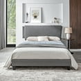 thumbnail image 1 of LiviNest Queen Upholstered Platform Bed Frame: Modern Gray Fabric Headboard with Wood Slat Support - Easy Assembly No Box Spring Needed for Home Office & Small Space Living, 1 of 6
