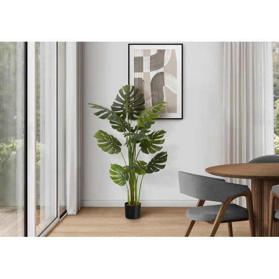 LiviNest Real-Touch Artificial Monstera Tree: 55" Tall Indoor Floor Plant - 13 Adjustable Leaves for Living Room Office Decor - No Watering No Sunlight Needed