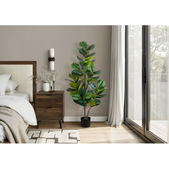 LiviNest Real Touch Faux Fiddle Tree: 54 Lifelike Leaves for Indoor Decor - Zero Maintenance Floor Plant for Living Room & Office - 49" Tall Potted Greenery