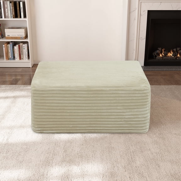 LiviNest Rectangular Ottoman Footrest Storage Bench: Plush Velvet Striped Design for Small Apartments - Multifunctional Living Room Furniture & Compact Seating Solution