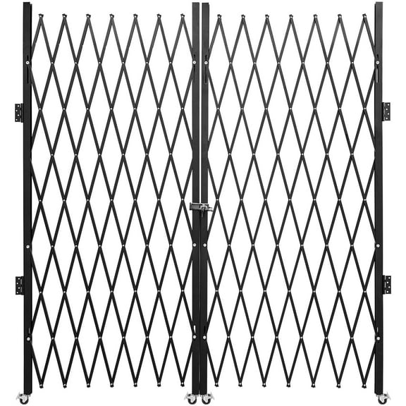 LiviNest Rolling Industrial Security Gate: 10.2-Foot Wide Expandable Barrier - 14-Gauge Steel Folding Gate for Warehouse & Driveway - 1-Person 3-Minute Setup with 360 Wheels & Padlock