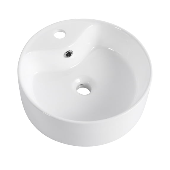 LiviNest Round Ceramic Above Counter Bathroom Sink: Compact 16.5" Vanity Art Basin - White Porcelain Material & Easy Installation for Small Space Design