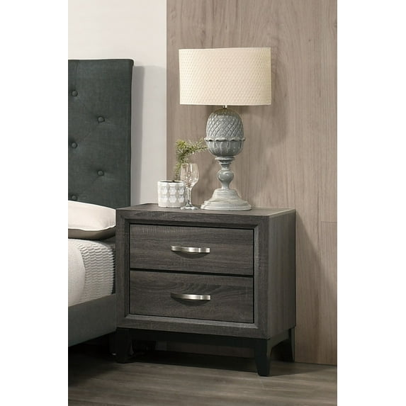 LiviNest Rustic Grey Oak Nightstand: Modern 2-Drawer Bedside Table with Solidwood Construction - Compact 24x16x25 Workstation for Remote Professionals & Small Space Bedrooms